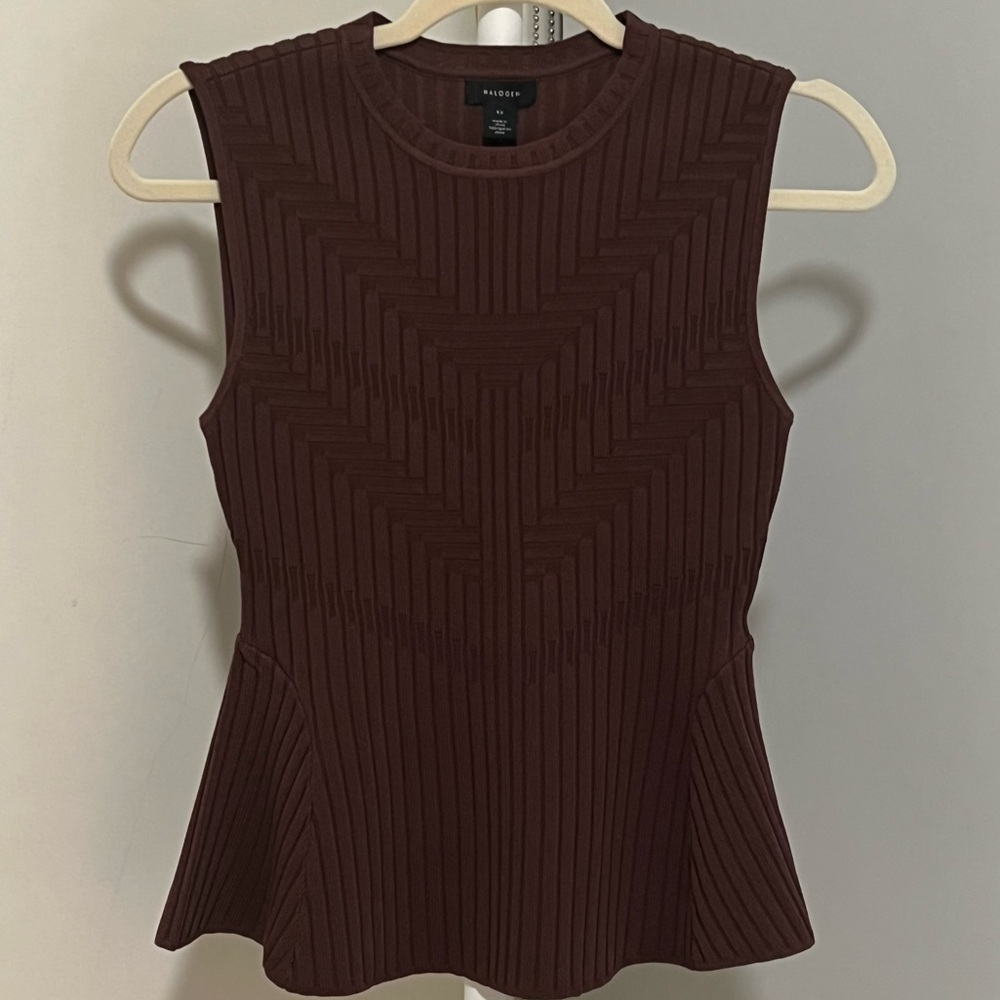 Halogen Nordstrom Rich Brown Textured Tank Top